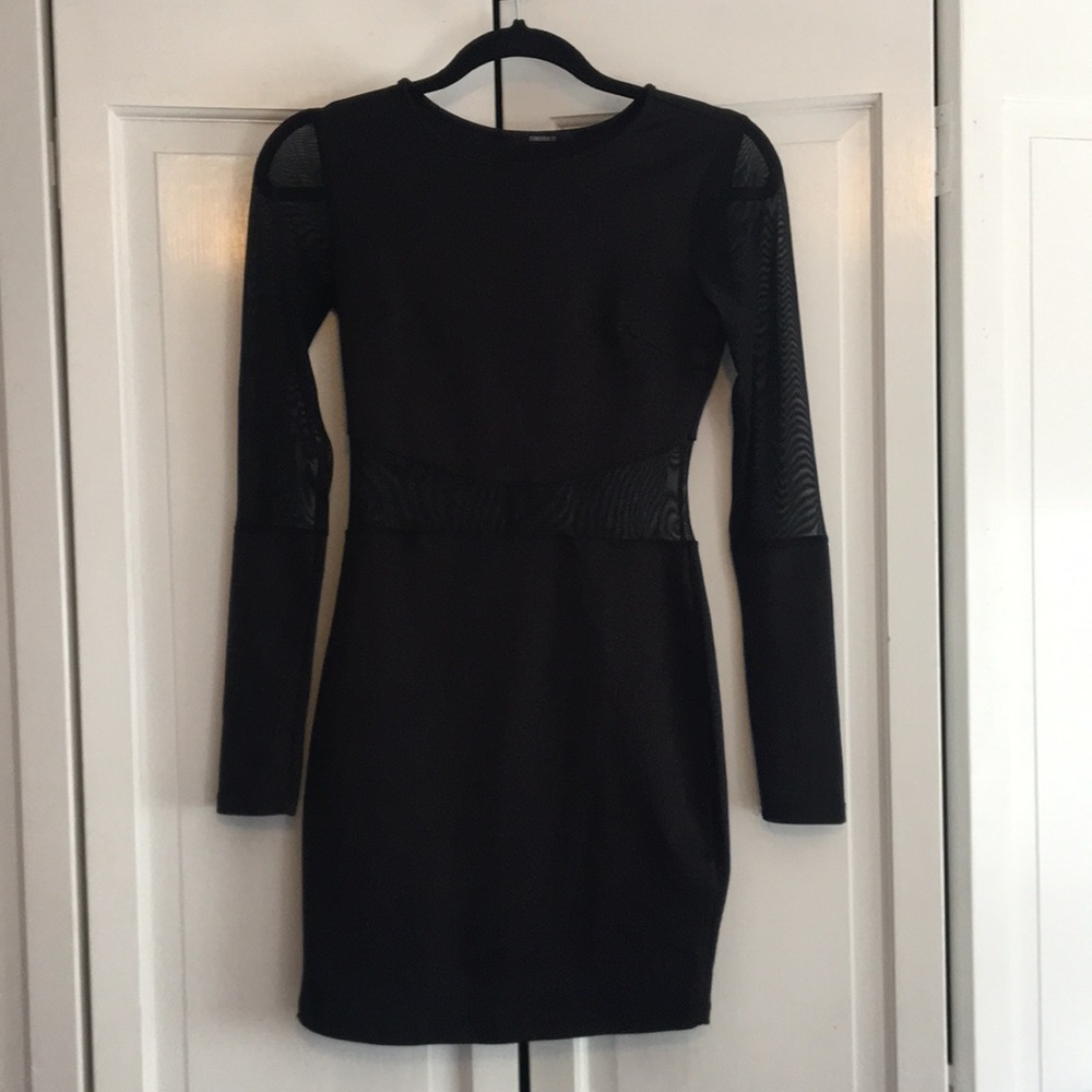 mesh bodycon black dress